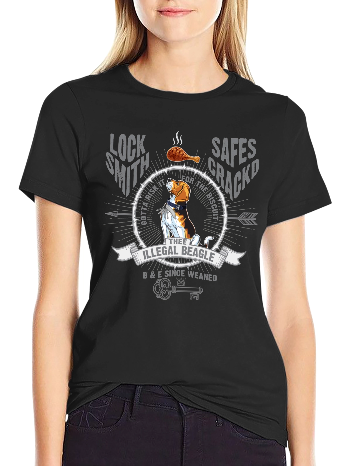 Illegal Beagle T-Shirt: Locksmith Safe Cracker Design