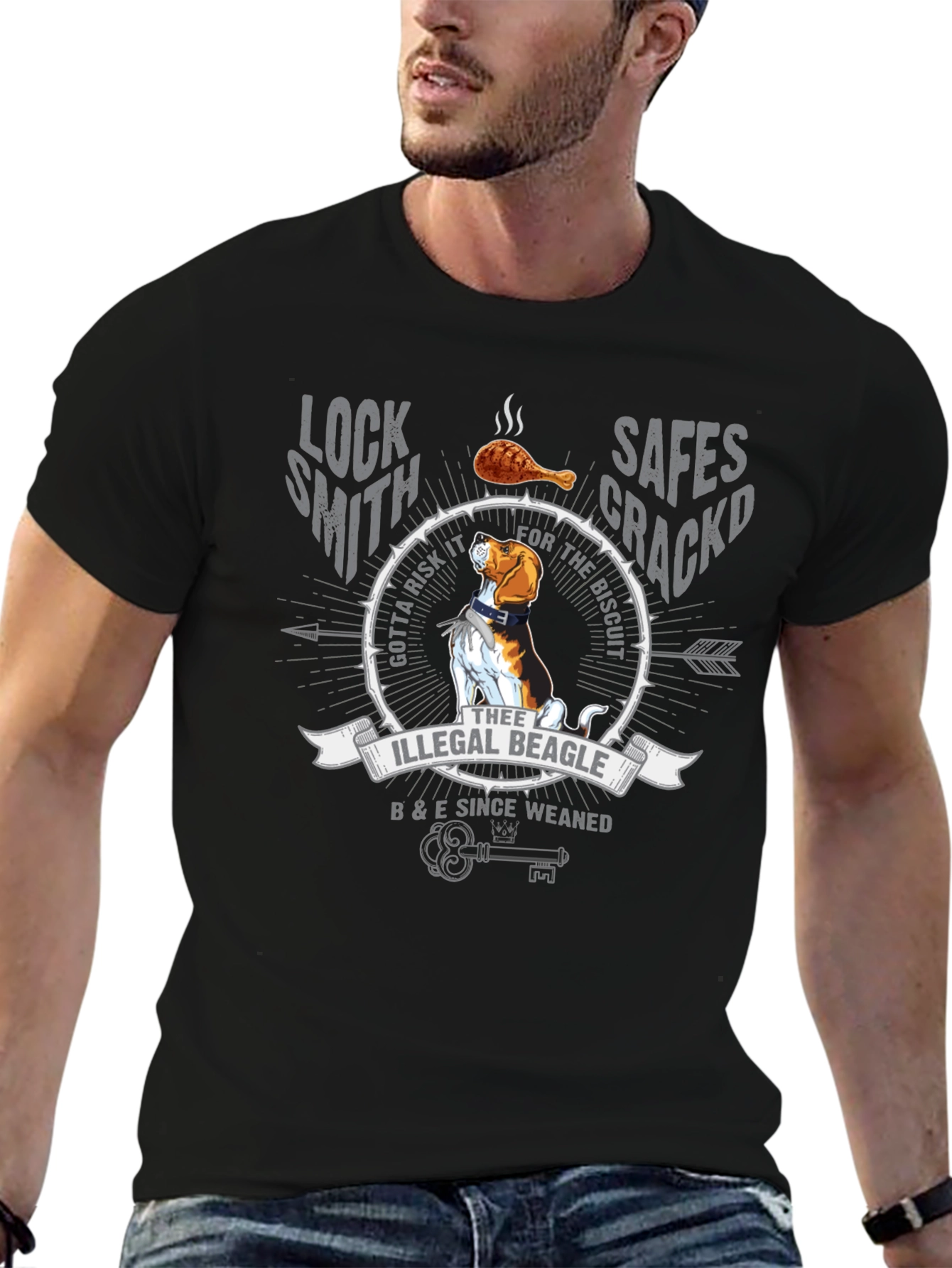 Illegal Beagle T-Shirt: Locksmith Safe Cracker Design