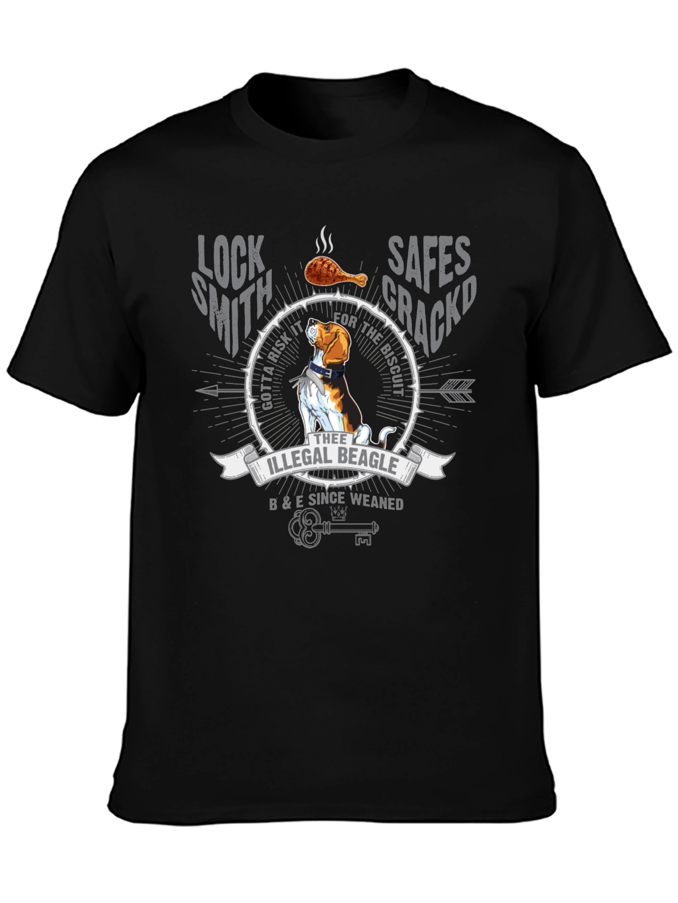 Illegal Beagle T-Shirt: Locksmith Safe Cracker Design