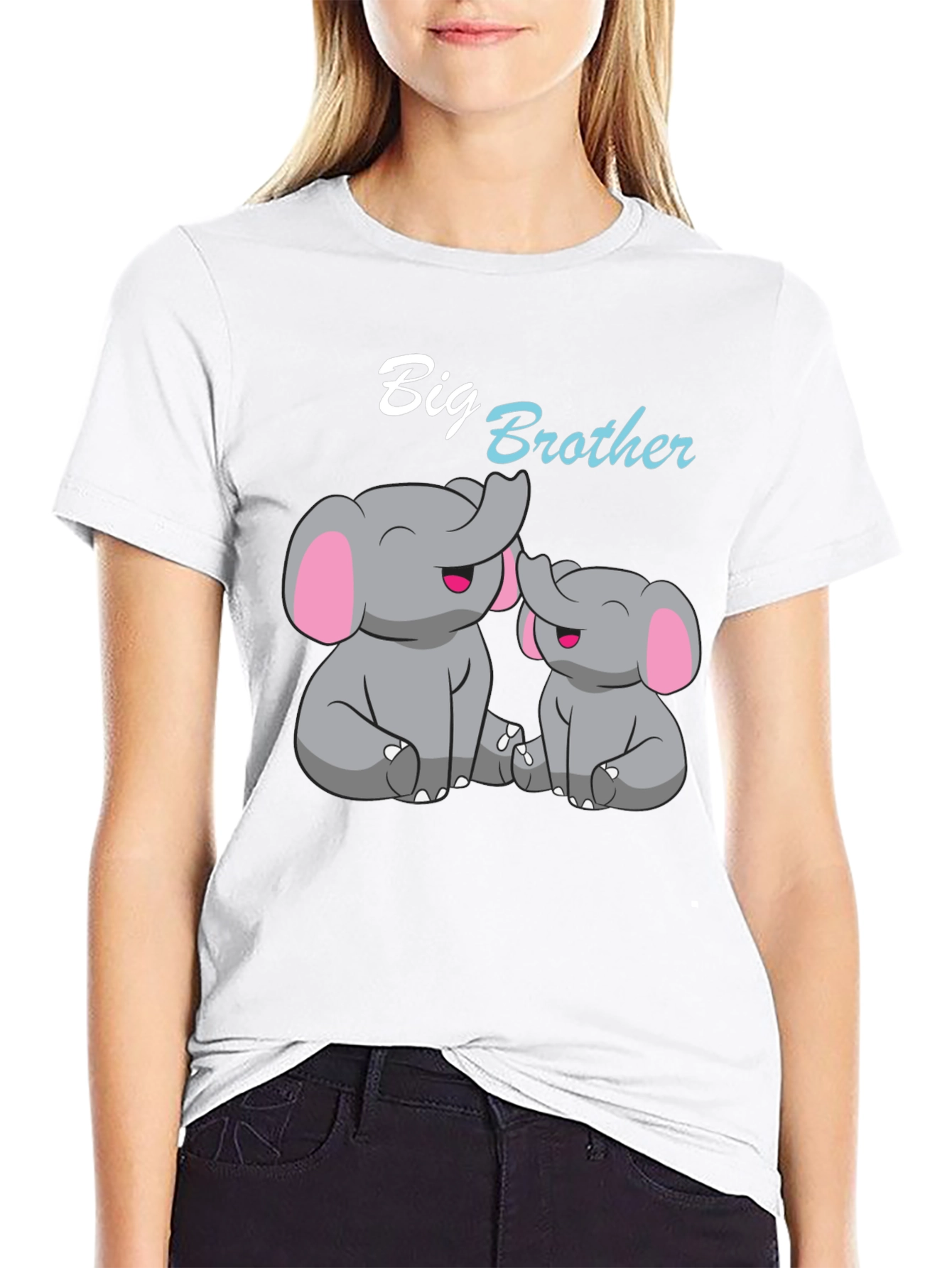 Big Brother Elephant Graphic T-Shirt - Black