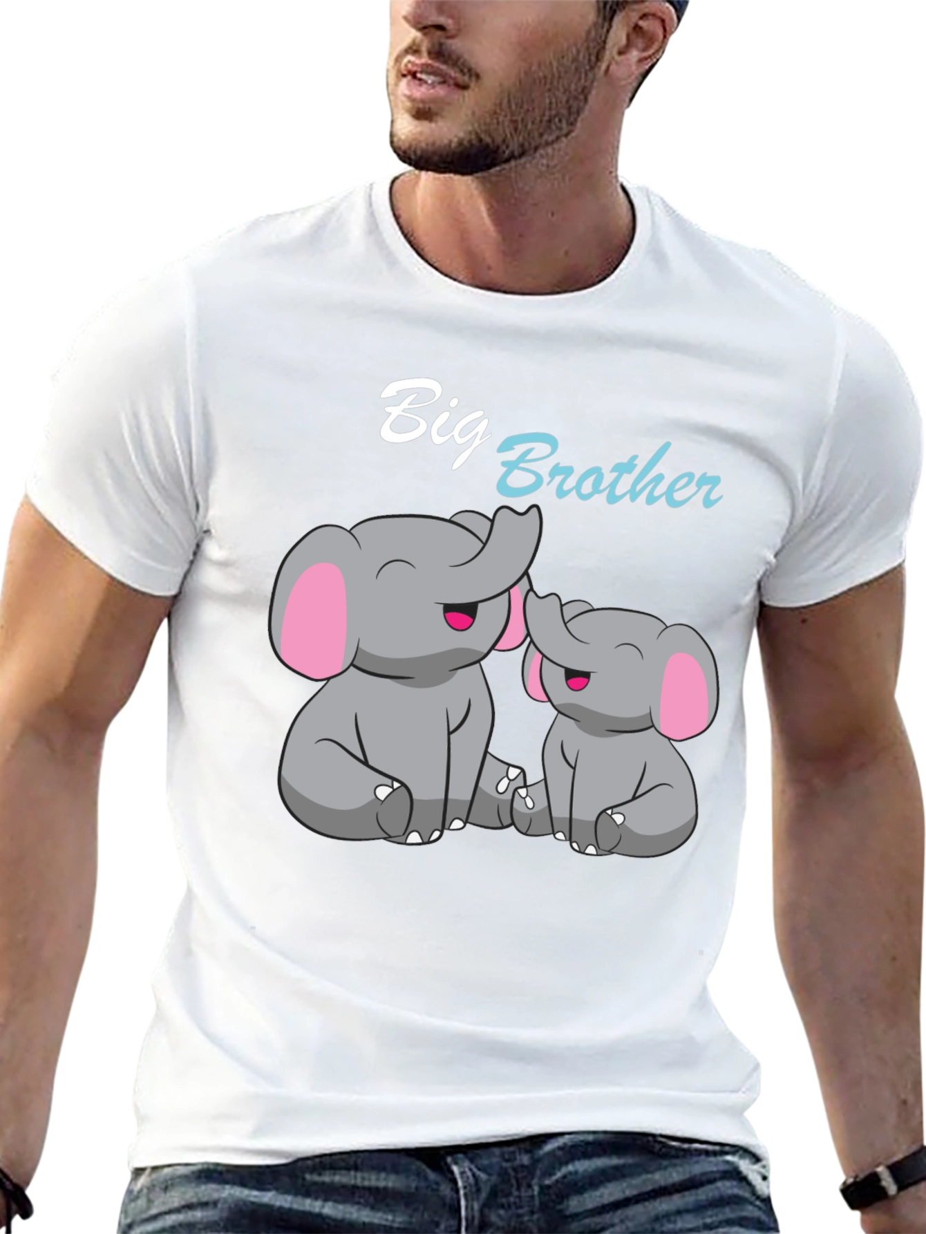 Big Brother Elephant Graphic T-Shirt - Black