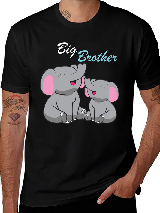 Big Brother Elephant Graphic T-Shirt - Black