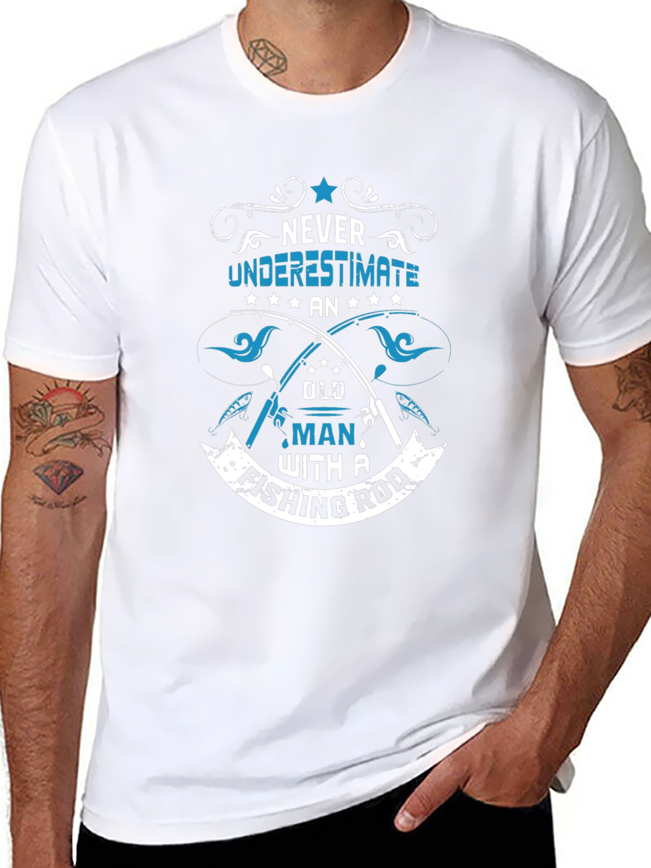 Never Underestimate Old Man Fishing Rod T-Shirt