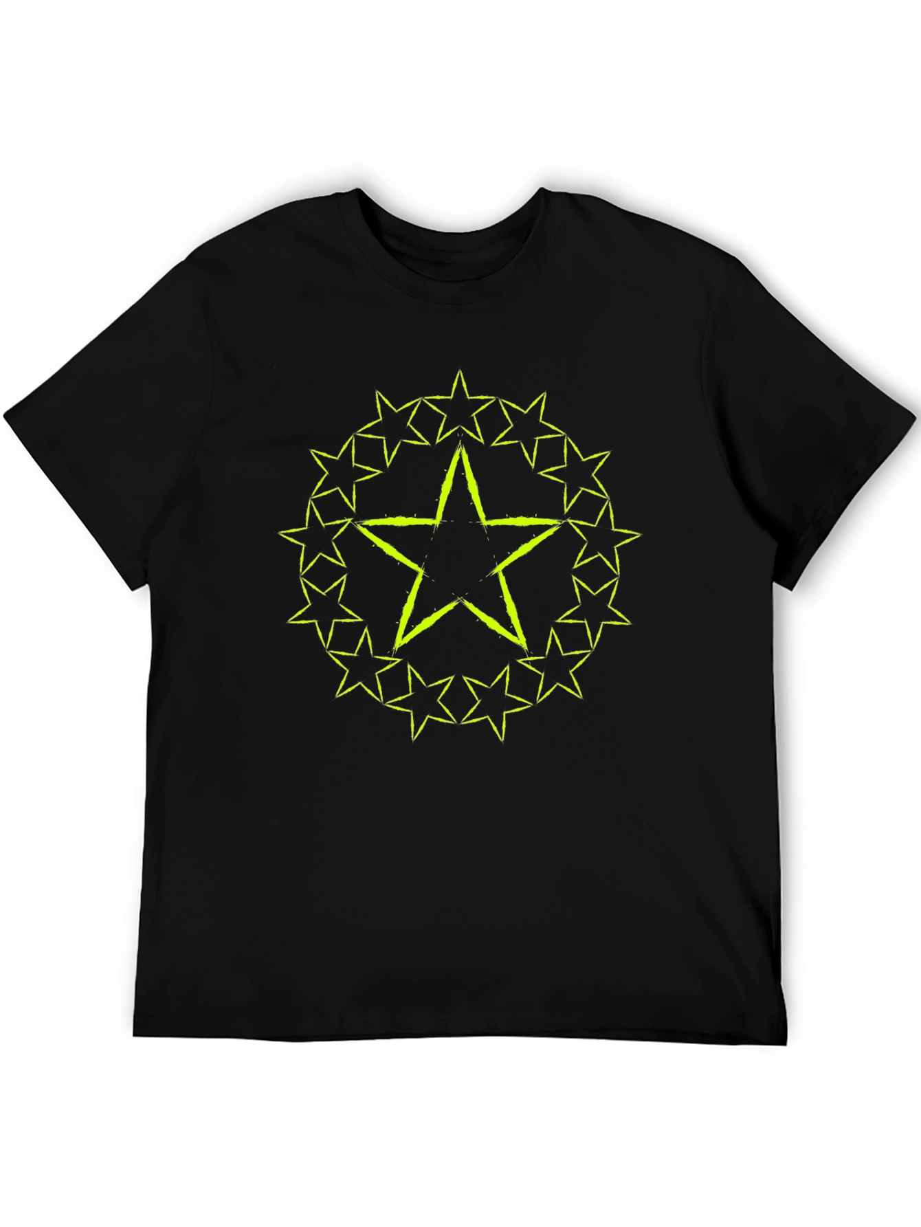 Star Circle Graphic Tee - Black Cotton T-Shirt