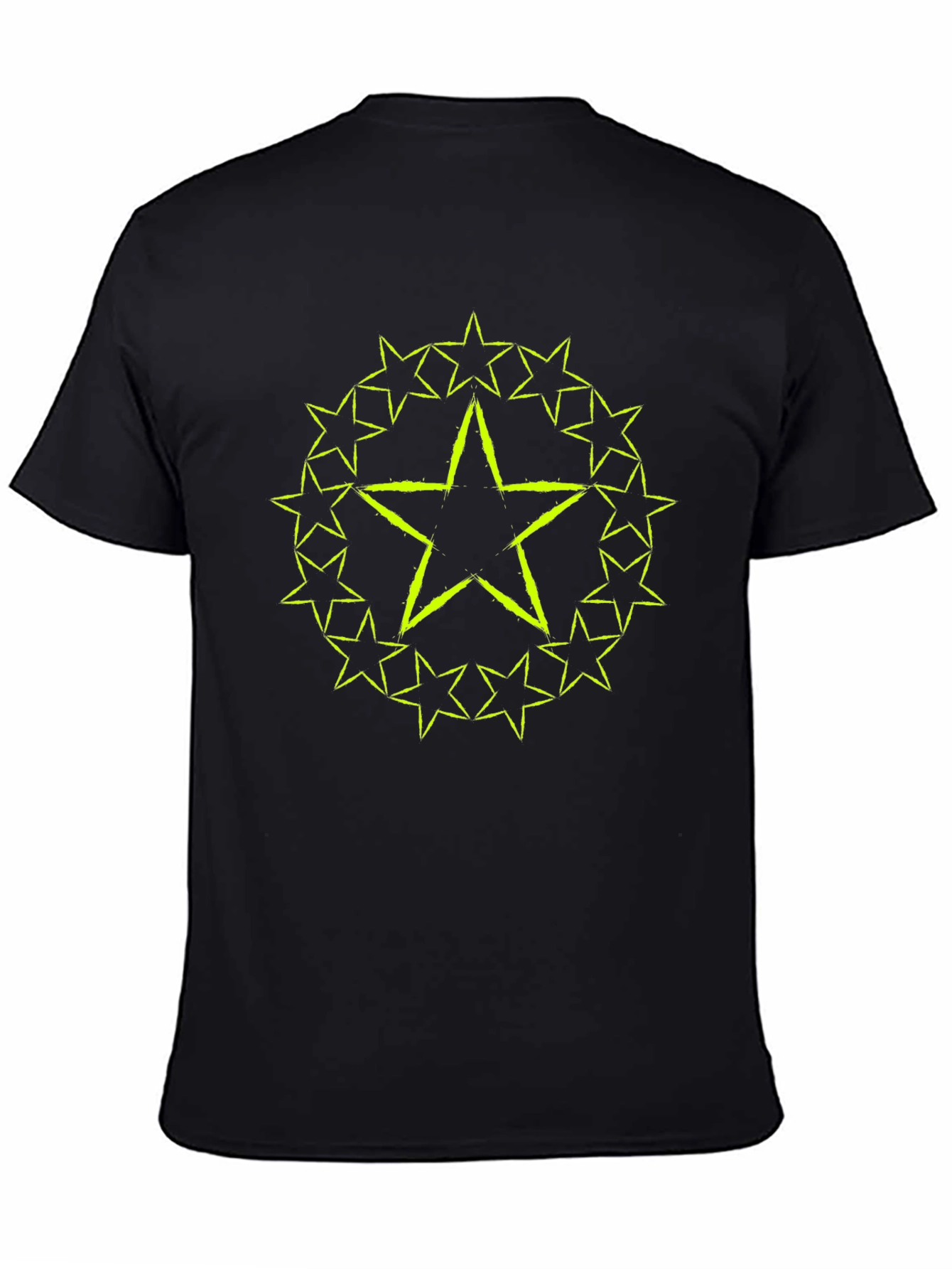 Star Circle Graphic Tee - Black Cotton T-Shirt