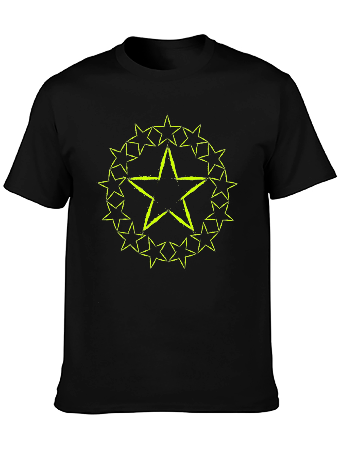 Star Circle Graphic Tee - Black Cotton T-Shirt