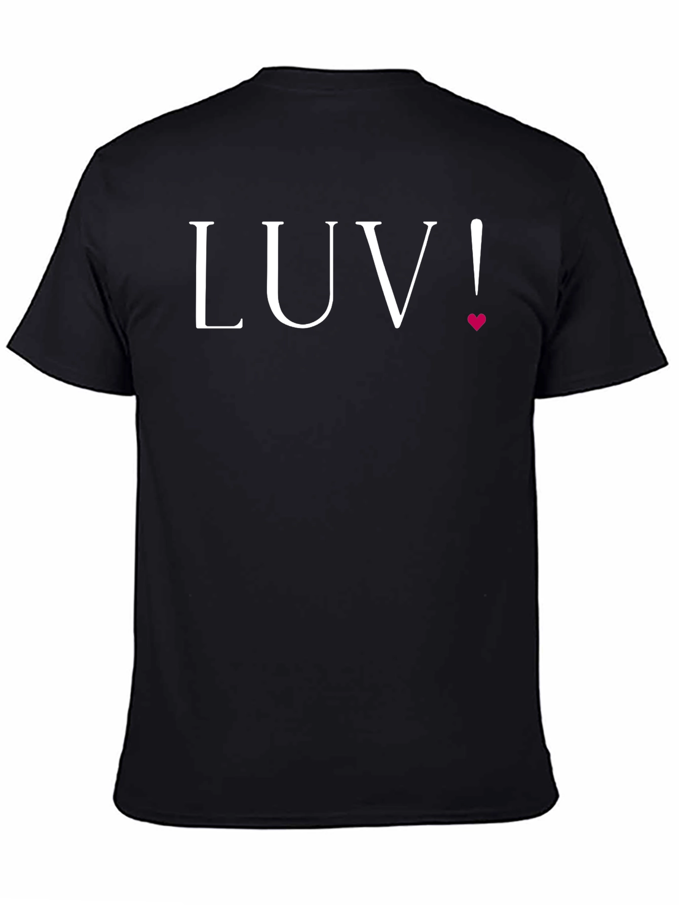 LUV! Black Cotton T-Shirt with Heart Accent