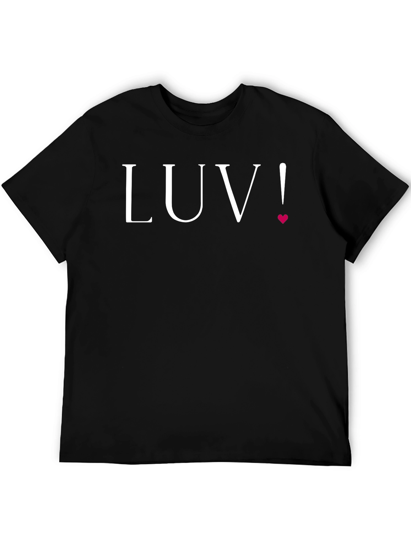 LUV! Black Cotton T-Shirt with Heart Accent