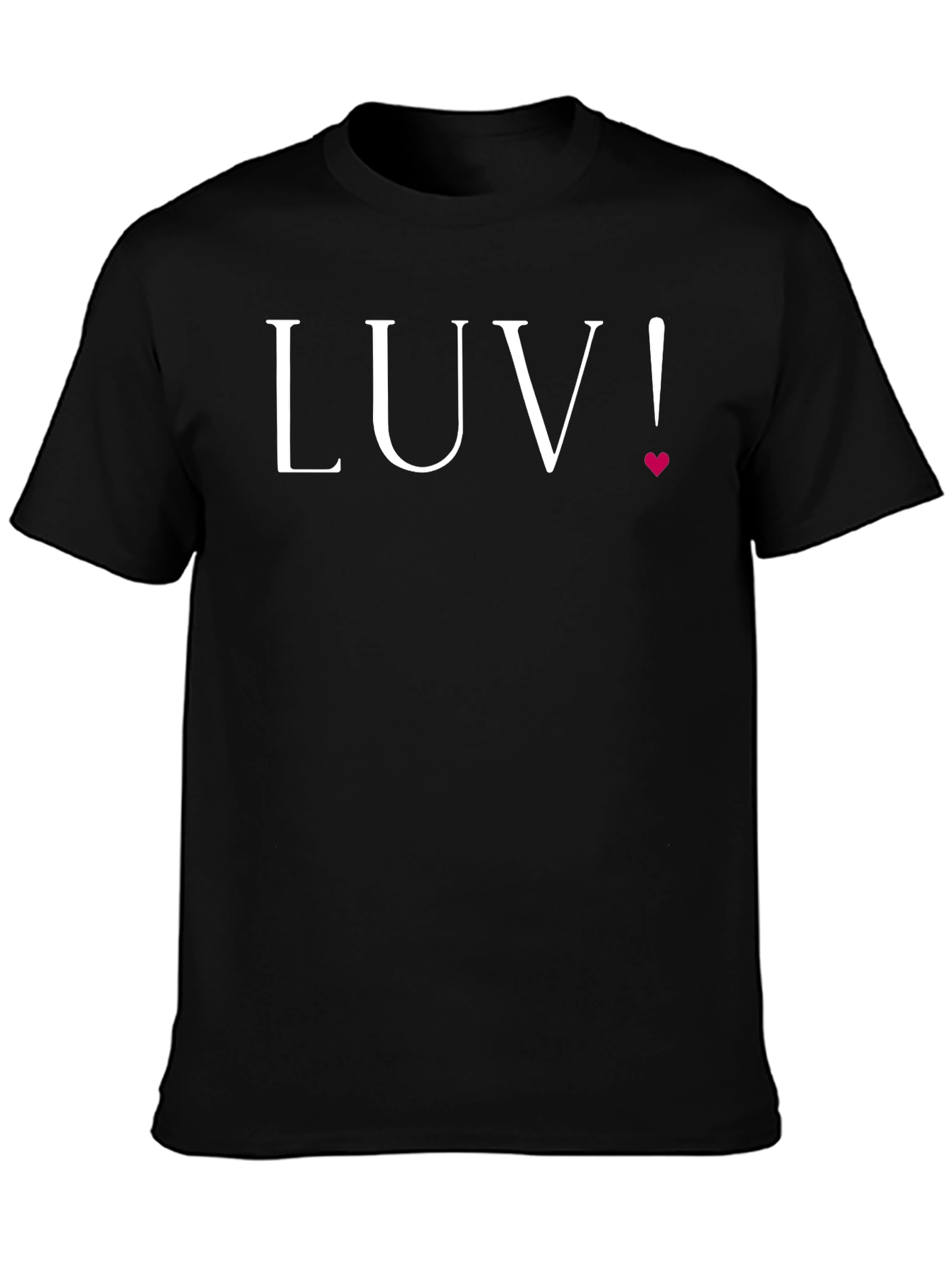 LUV! Black Cotton T-Shirt with Heart Accent
