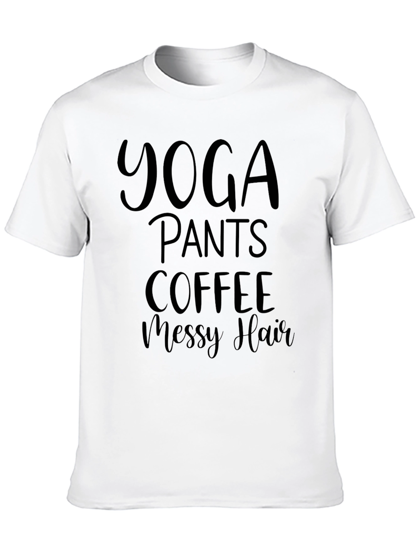 Yoga Pants Coffee Messy Hair Tee