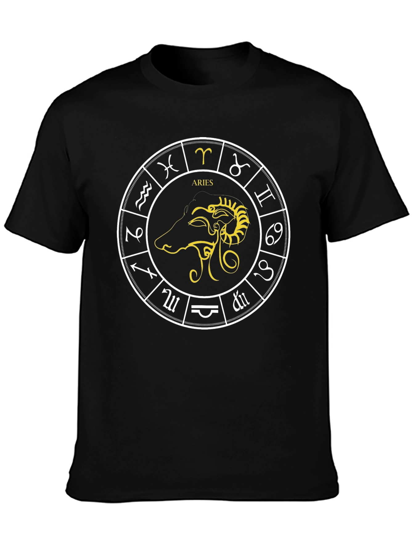 Aries Zodiac Graphic Tee - Black Cotton Comfort