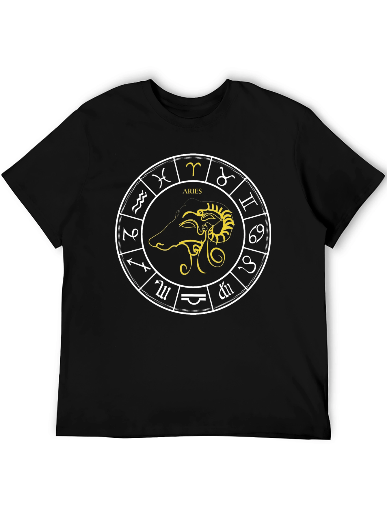 Aries Zodiac Graphic Tee - Black Cotton Comfort