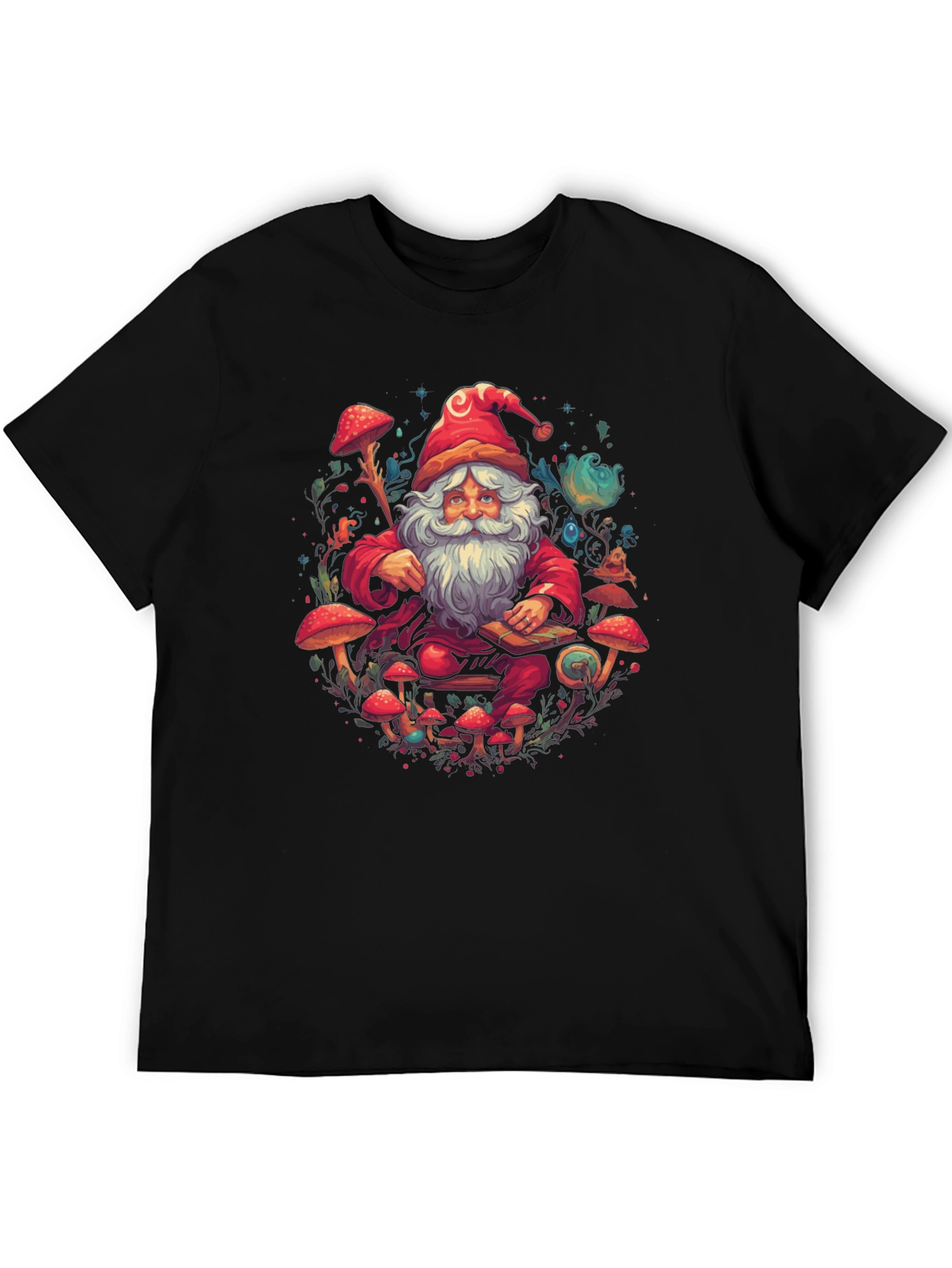 Psychedelic Santa T-Shirt - Funky Mushroom Design
