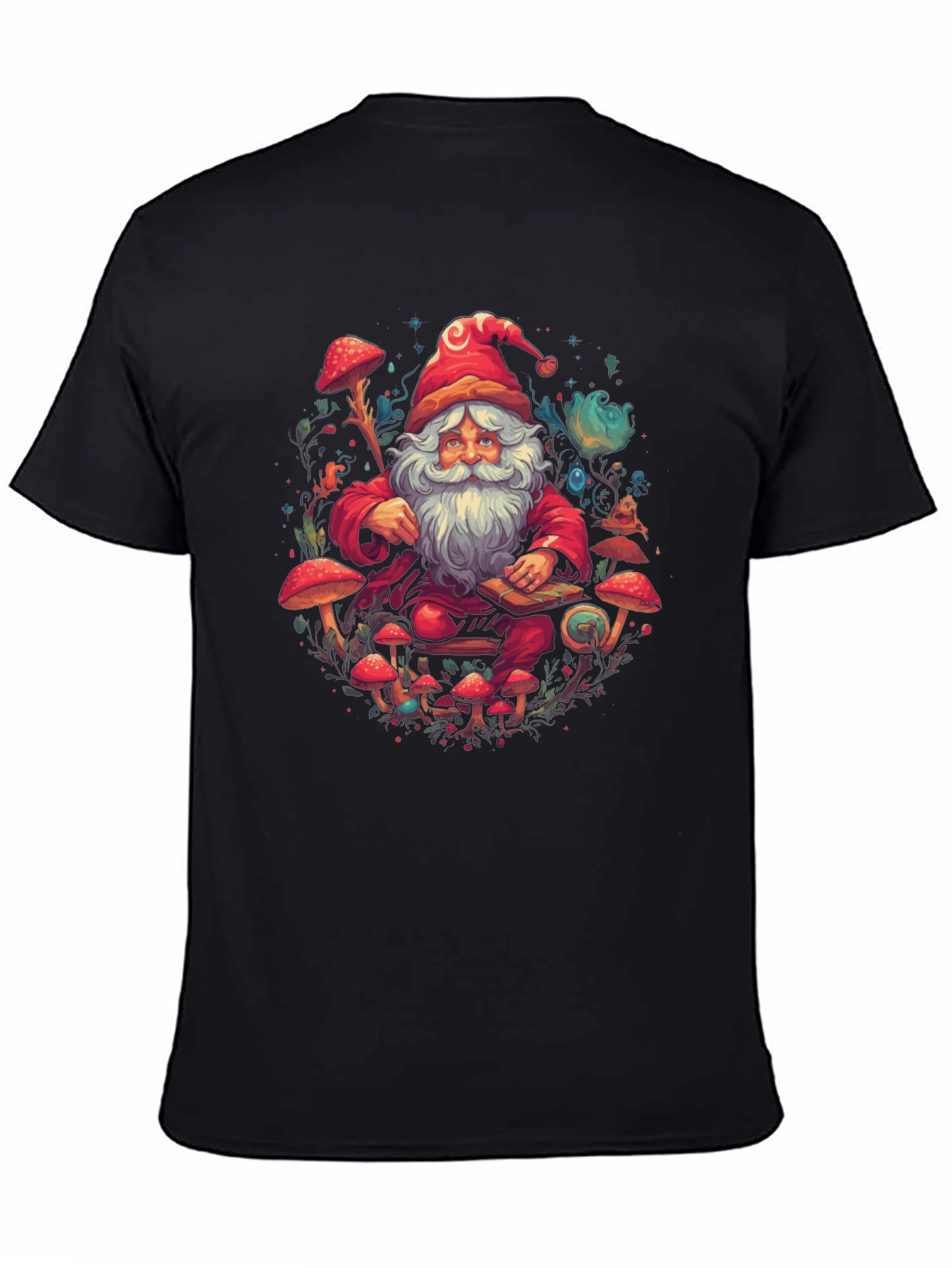 Psychedelic Santa T-Shirt - Funky Mushroom Design