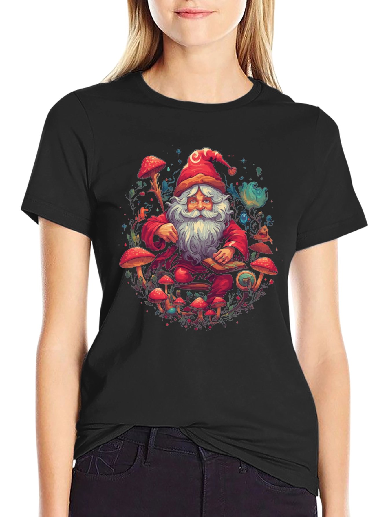 Psychedelic Santa T-Shirt - Funky Mushroom Design