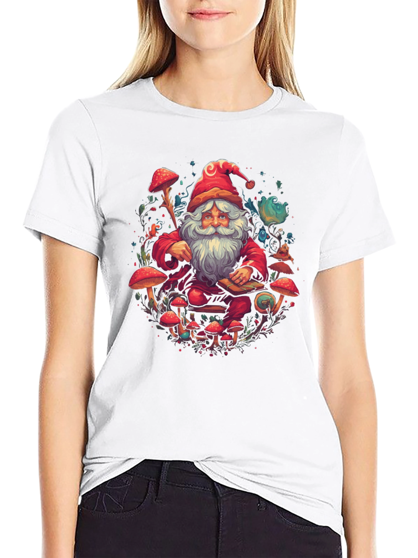 Psychedelic Santa T-Shirt - Funky Mushroom Design