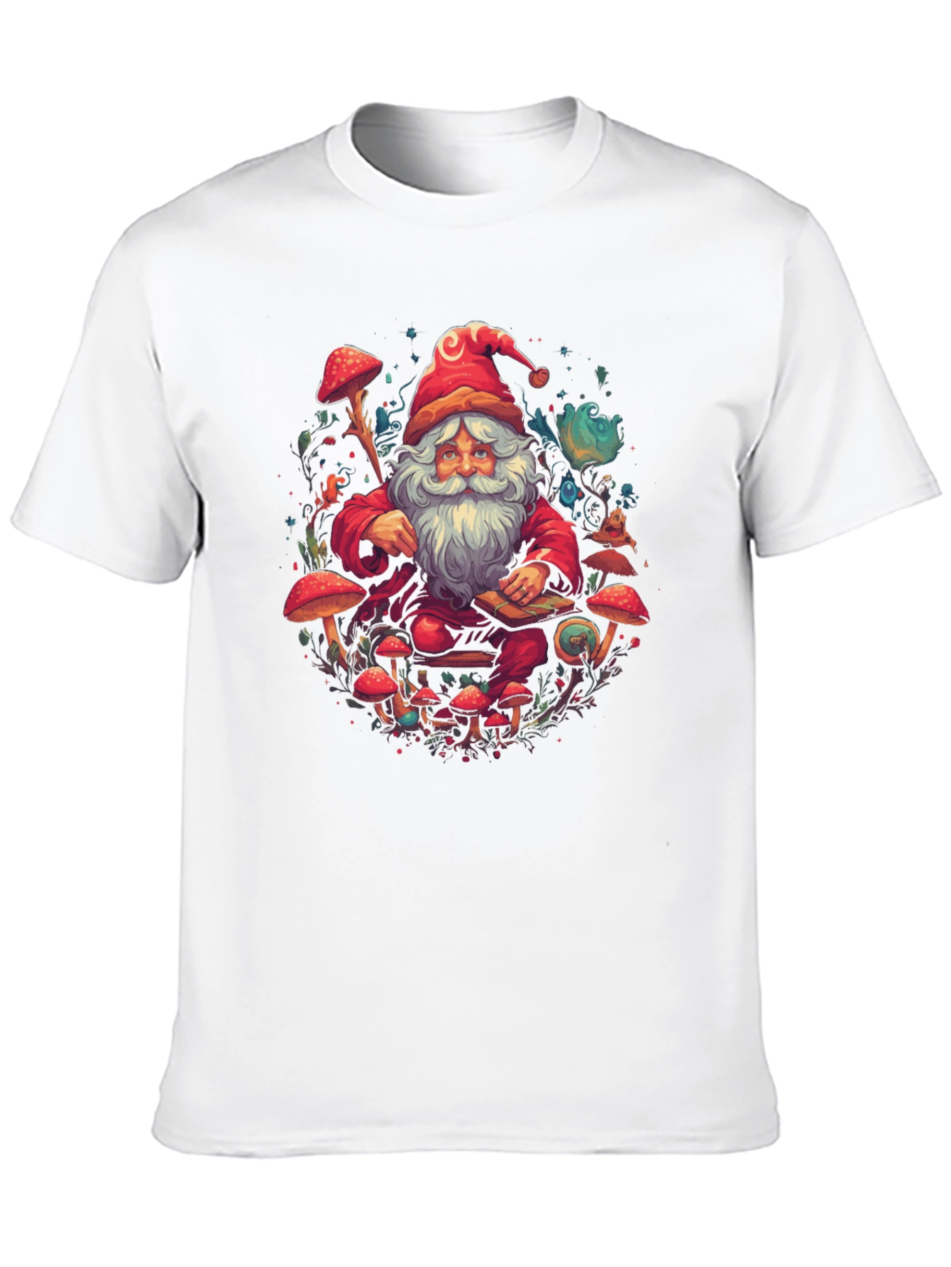 Psychedelic Santa T-Shirt - Funky Mushroom Design