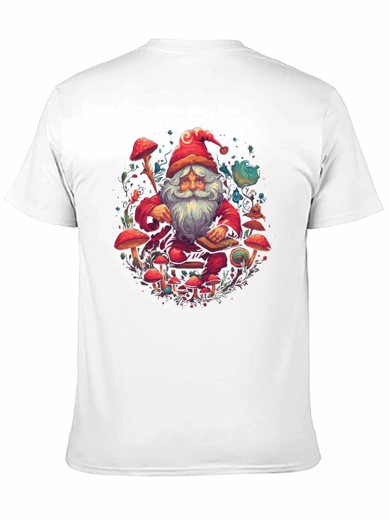 Psychedelic Santa T-Shirt - Funky Mushroom Design