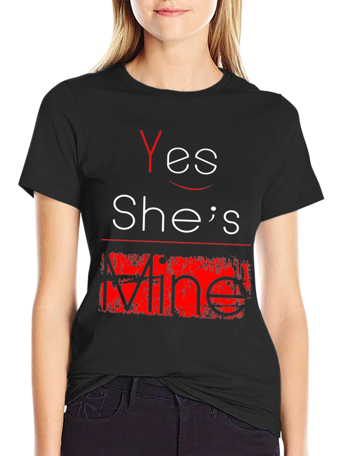 Yes Shes Mine Funny Graphic Tee - Black T-Shirt