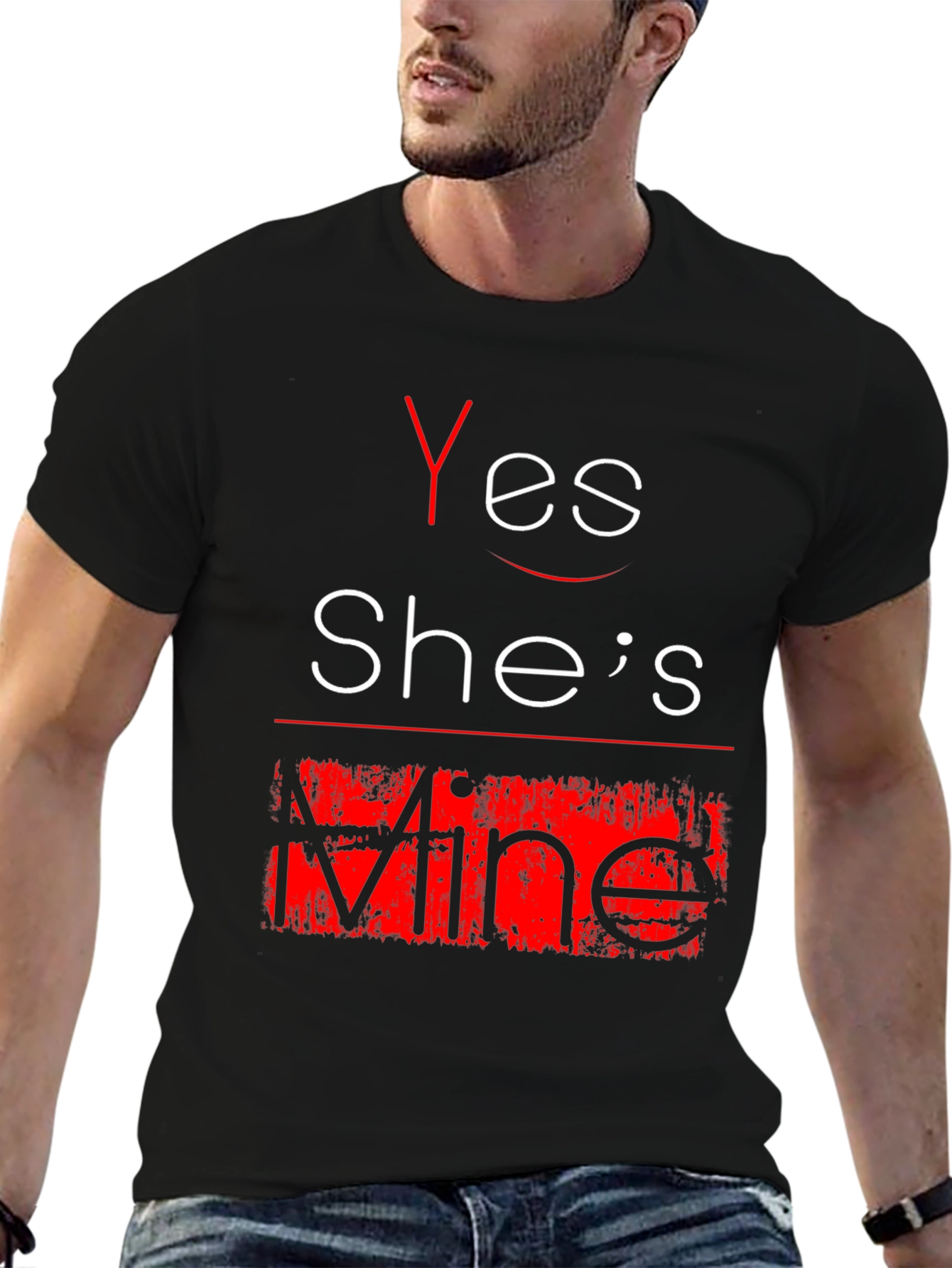 Yes Shes Mine Funny Graphic Tee - Black T-Shirt