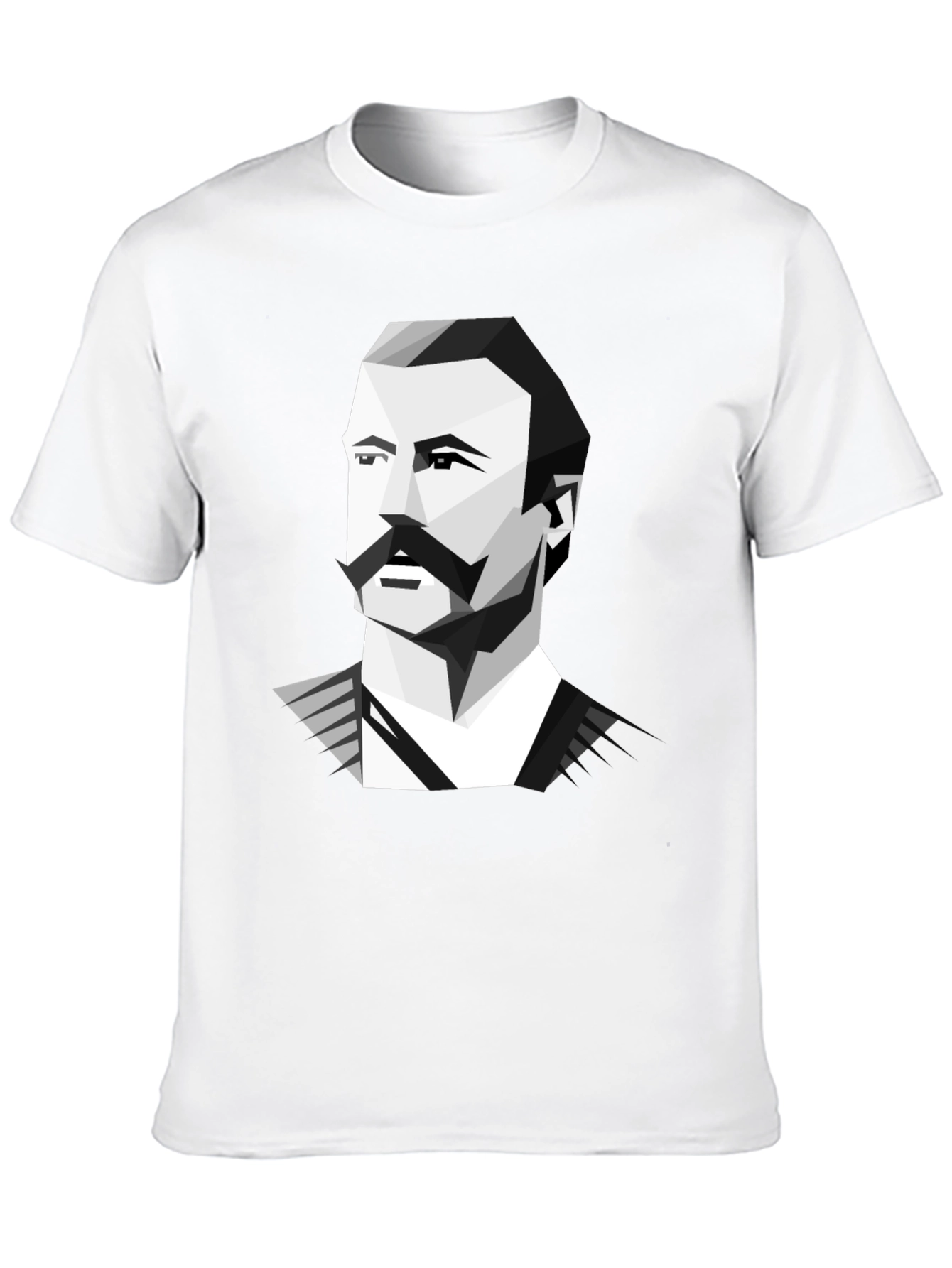 Geometric Mustache Portrait Graphic Tee - Black