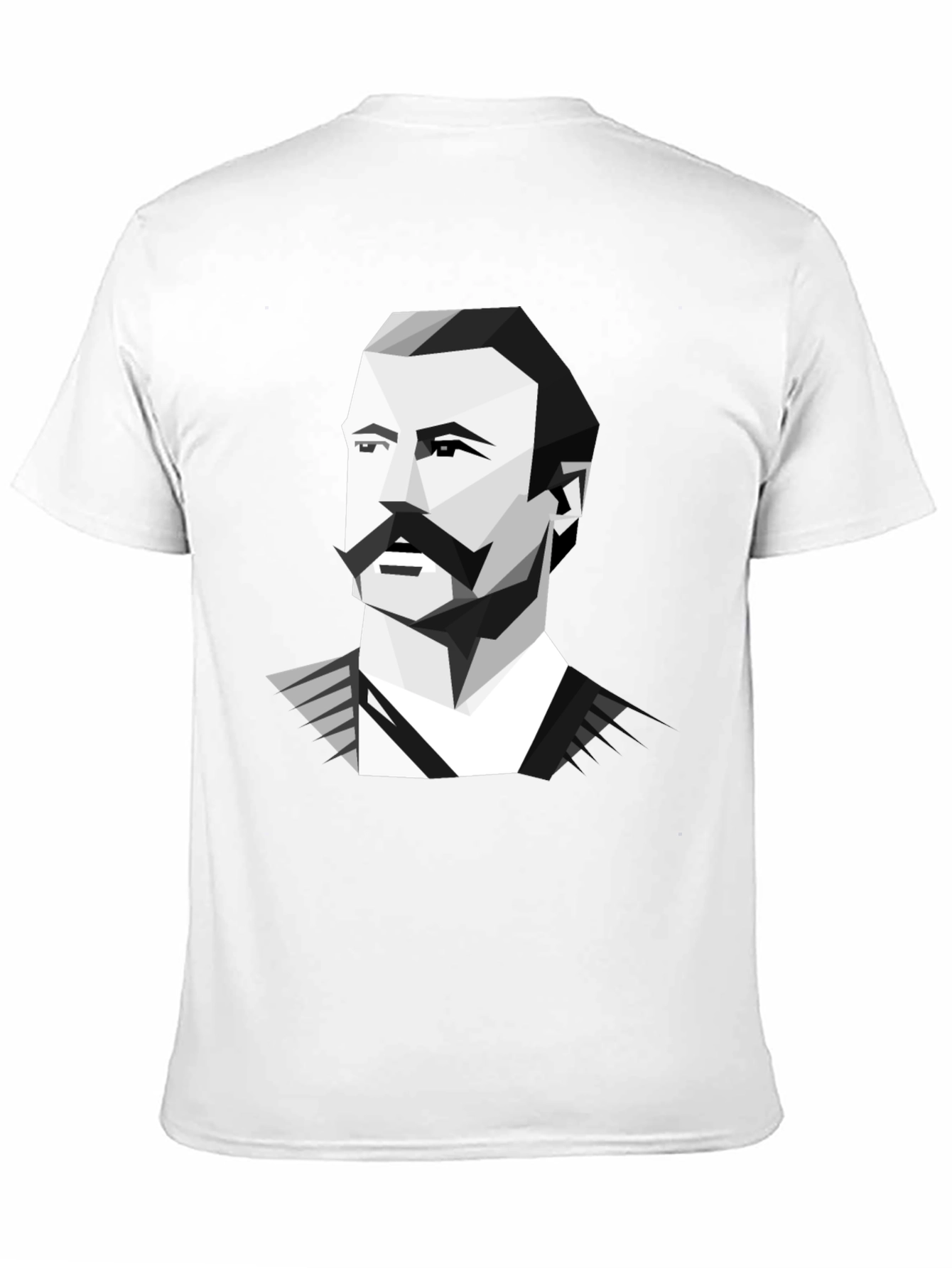 Geometric Mustache Portrait Graphic Tee - Black