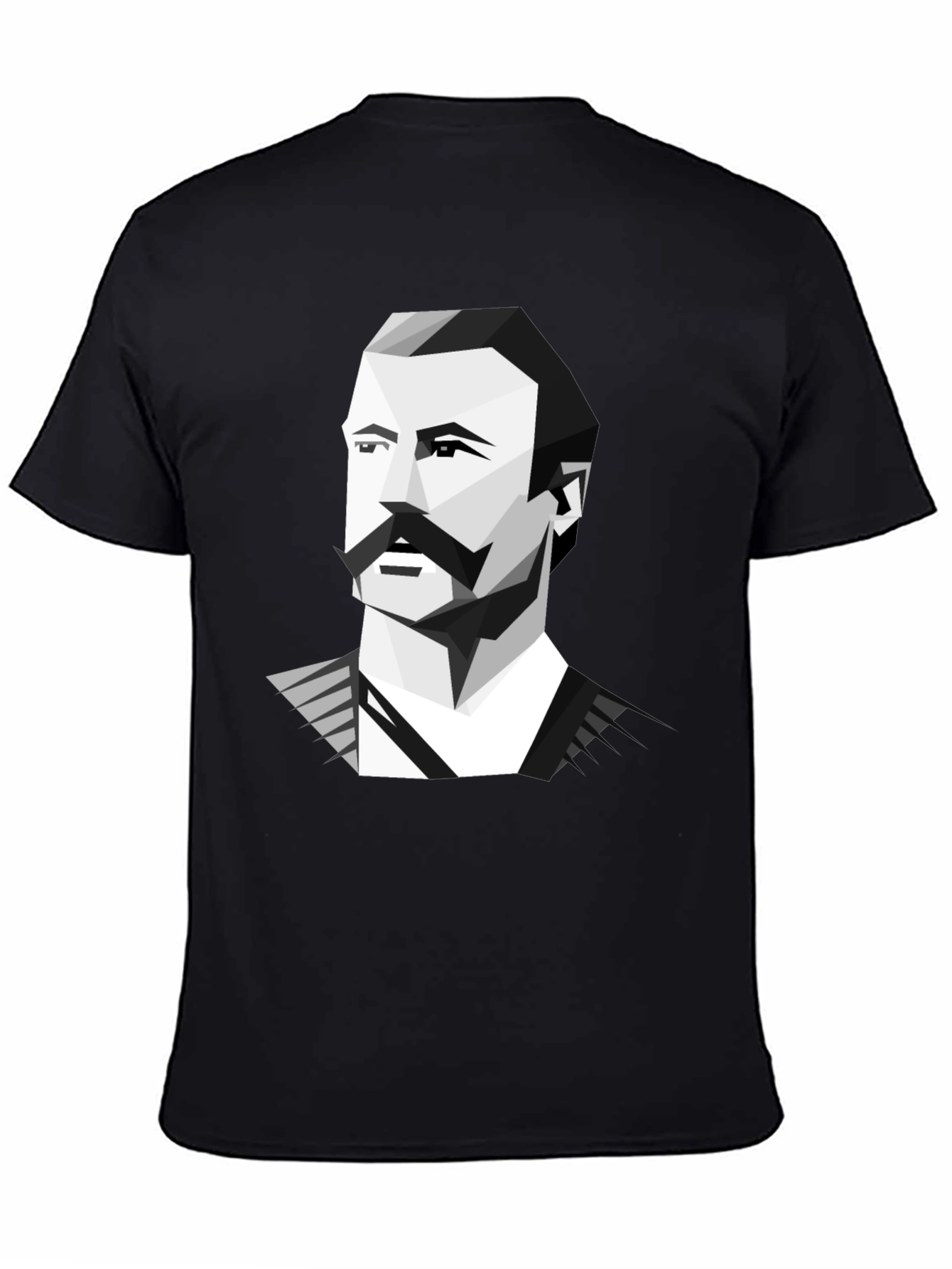 Geometric Mustache Portrait Graphic Tee - Black