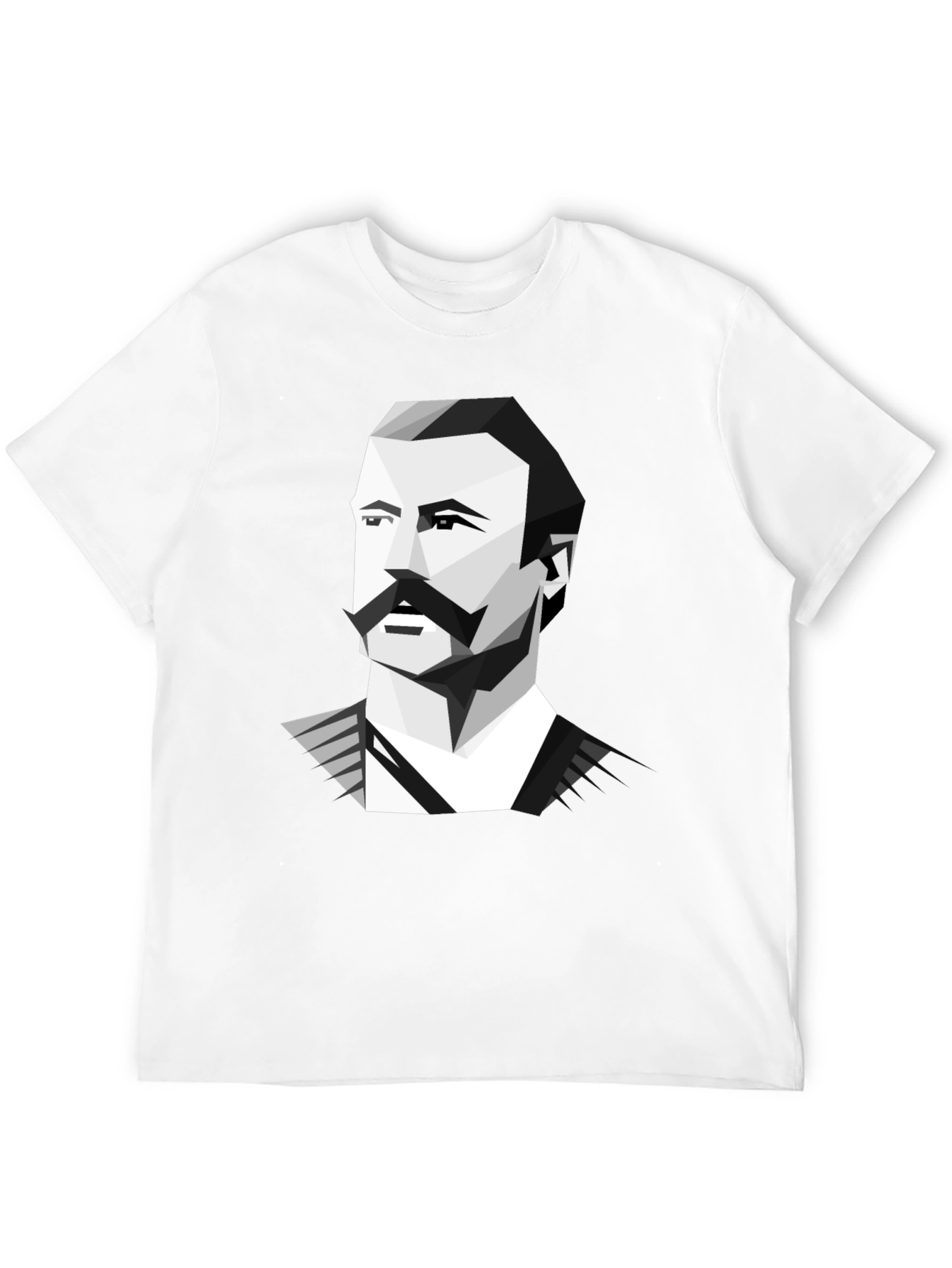 Geometric Mustache Portrait Graphic Tee - Black