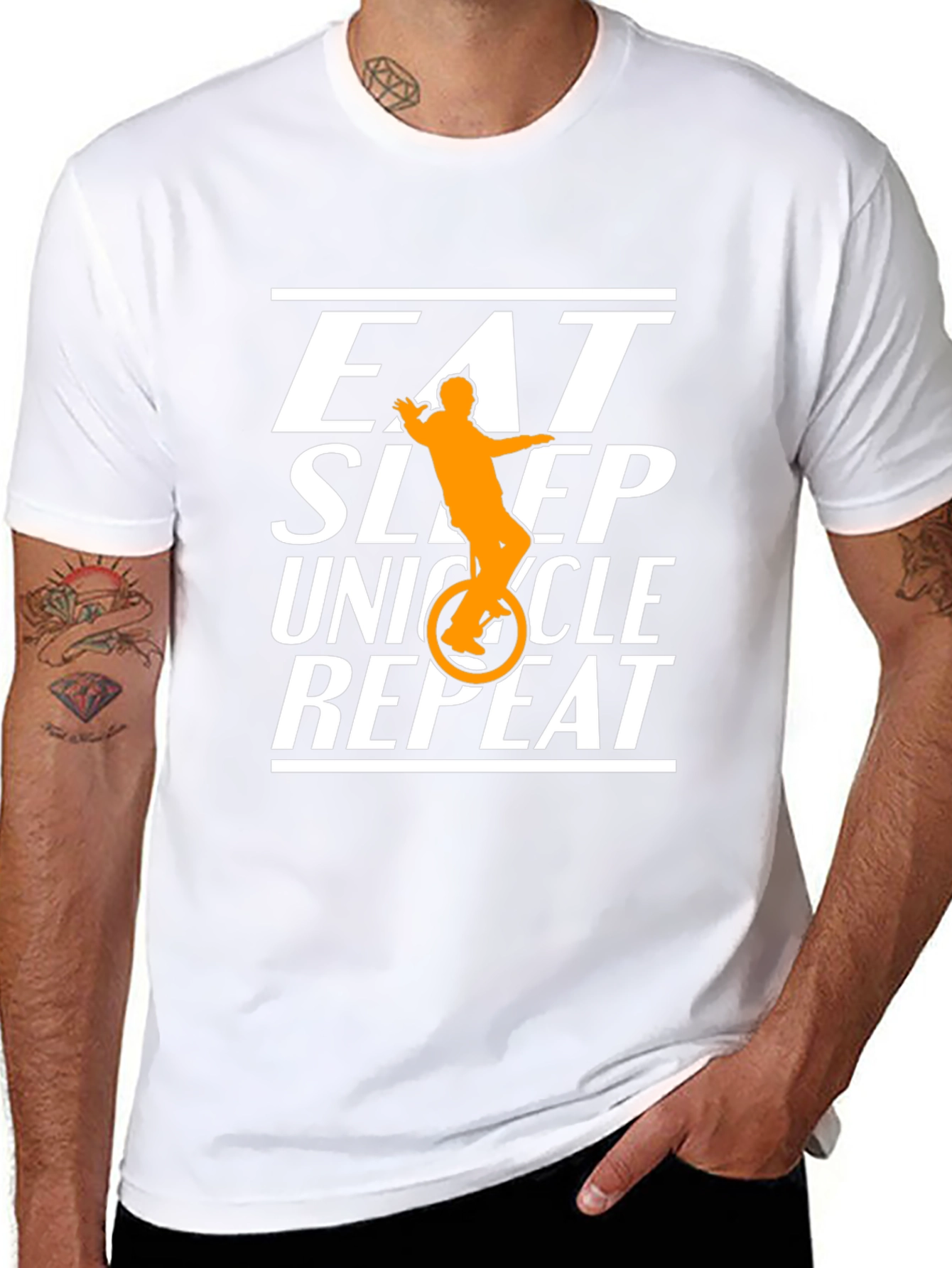 Eat Sleep Unicycle Repeat Black Graphic T-Shirt