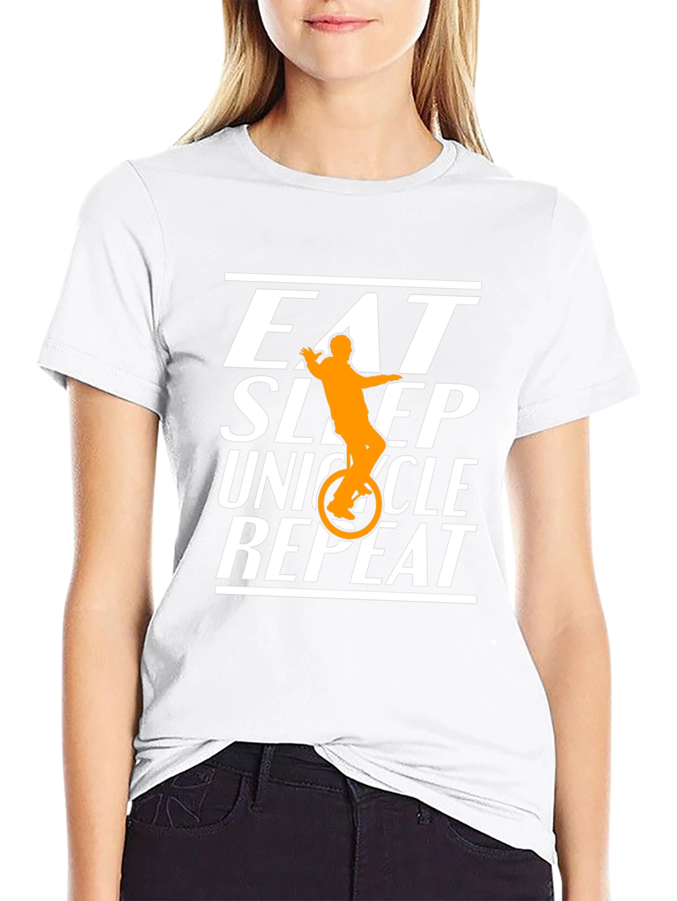 Eat Sleep Unicycle Repeat Black Graphic T-Shirt