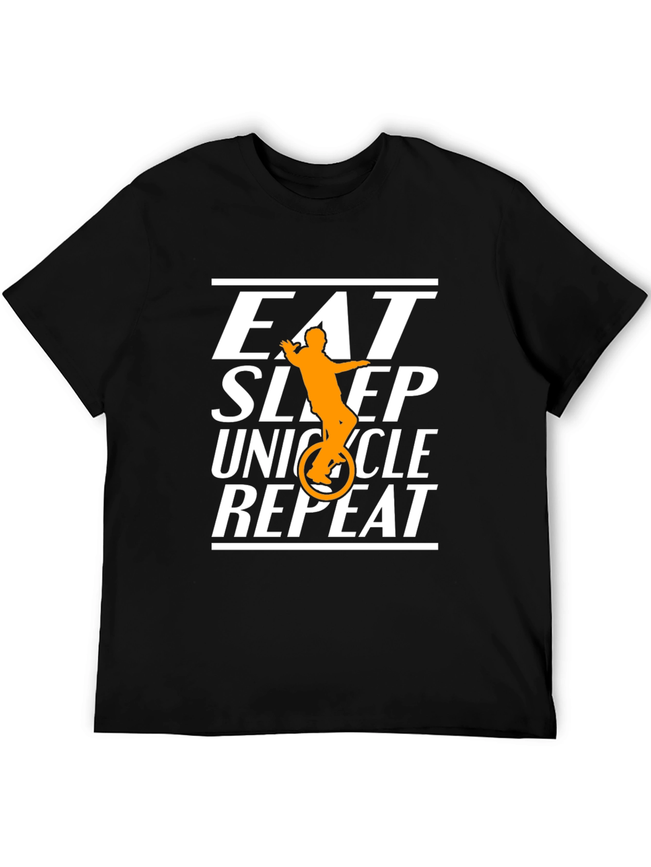 Eat Sleep Unicycle Repeat Black Graphic T-Shirt