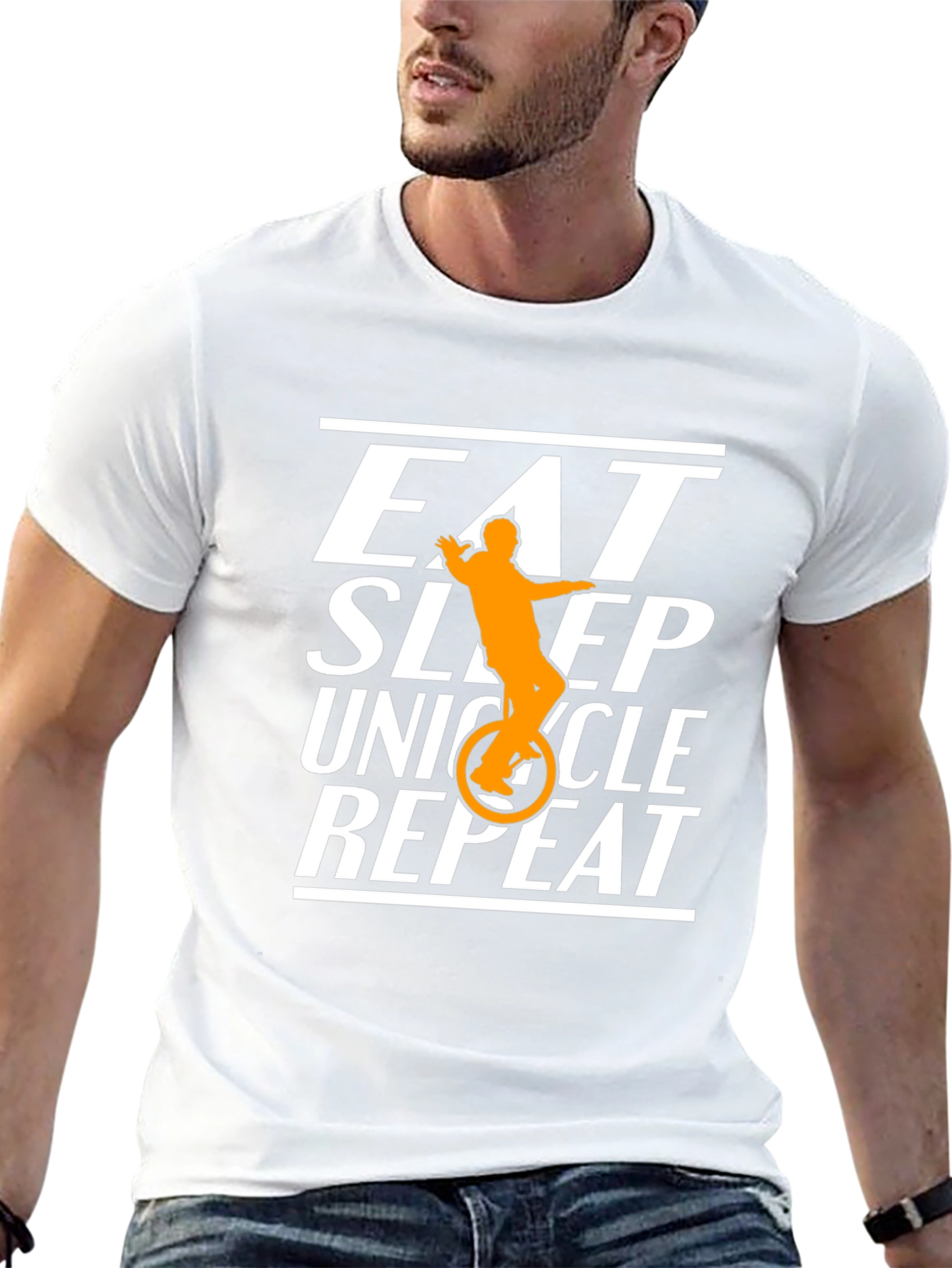Eat Sleep Unicycle Repeat Black Graphic T-Shirt