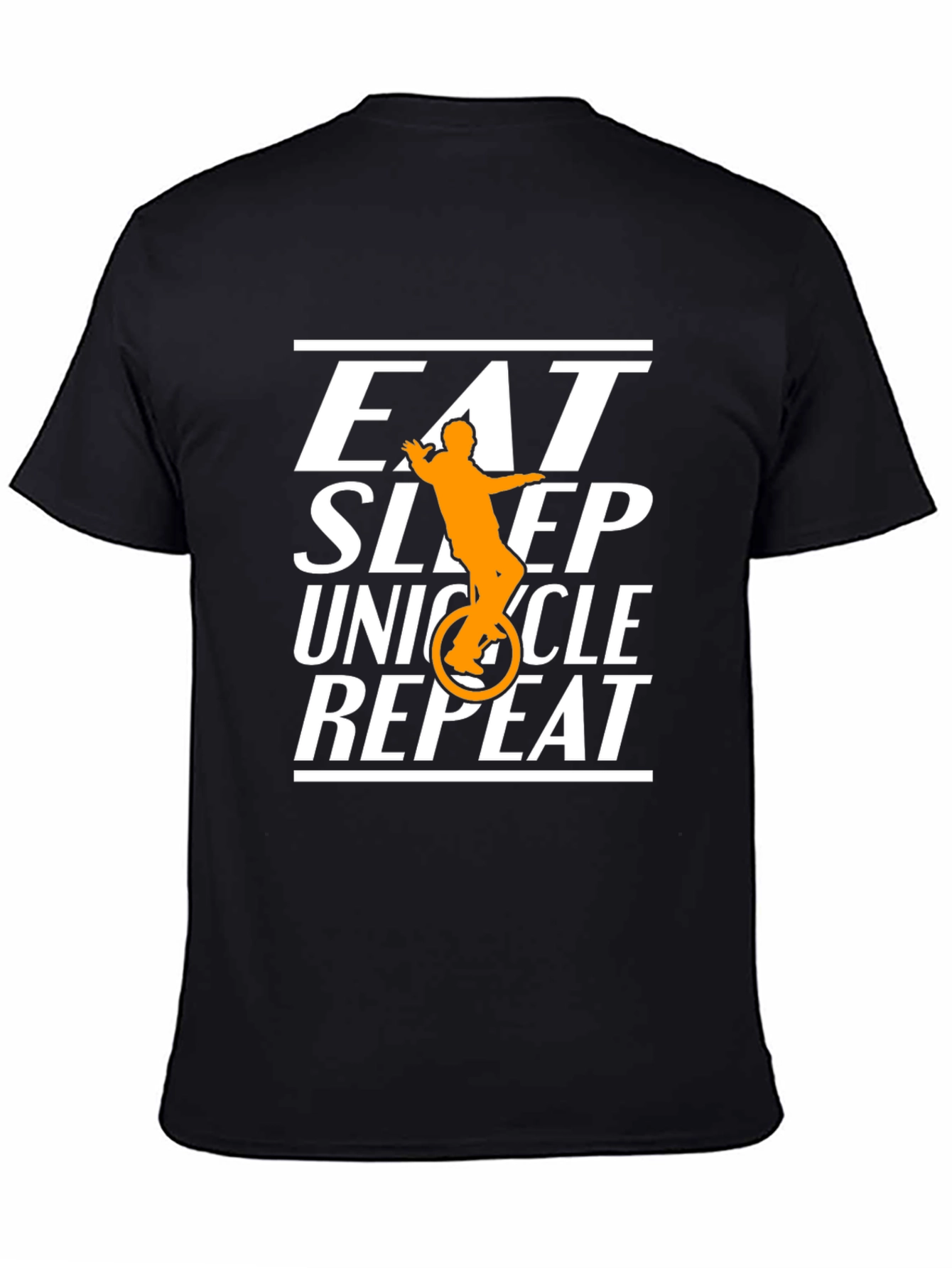 Eat Sleep Unicycle Repeat Black Graphic T-Shirt