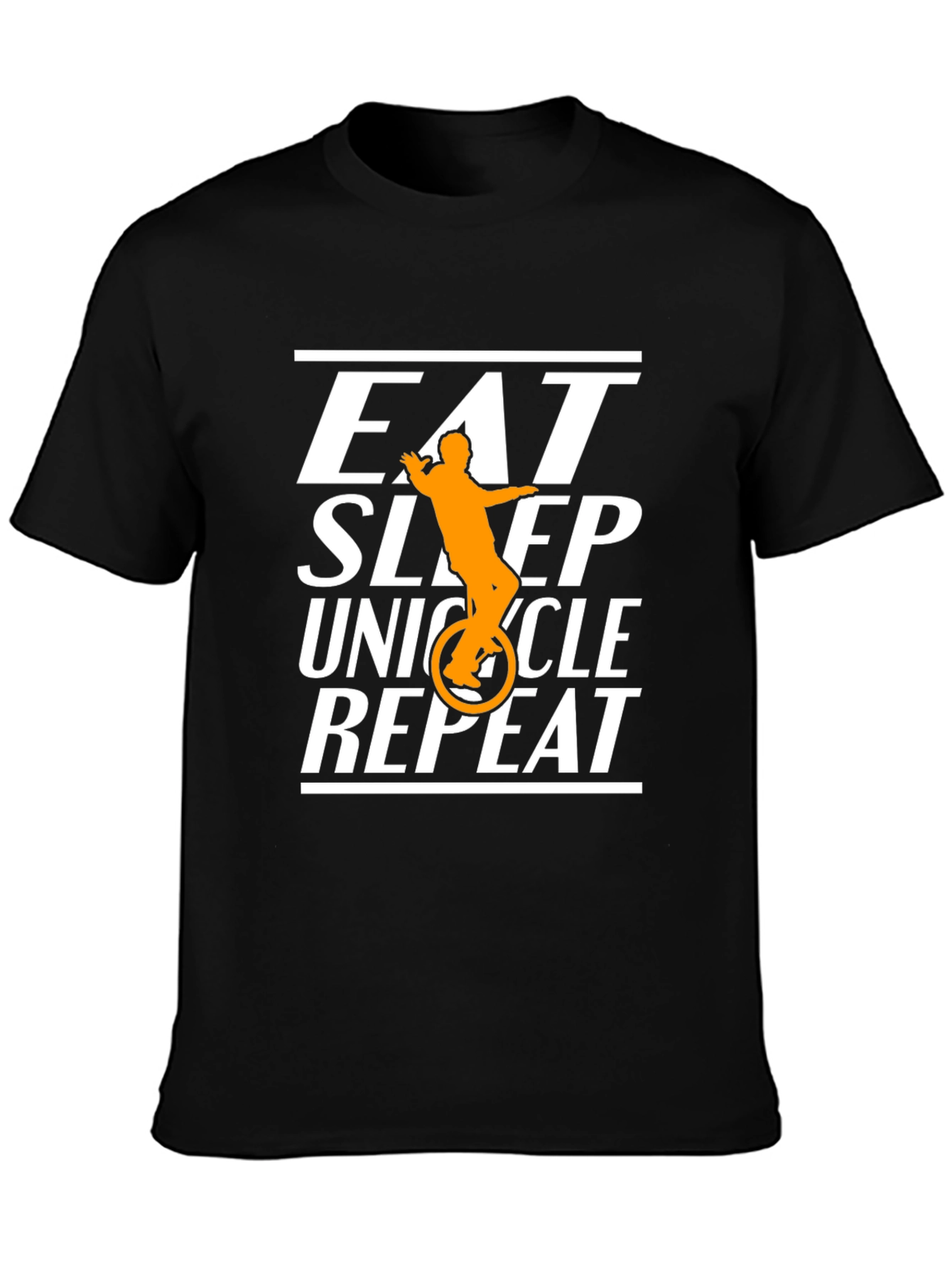 Eat Sleep Unicycle Repeat Black Graphic T-Shirt