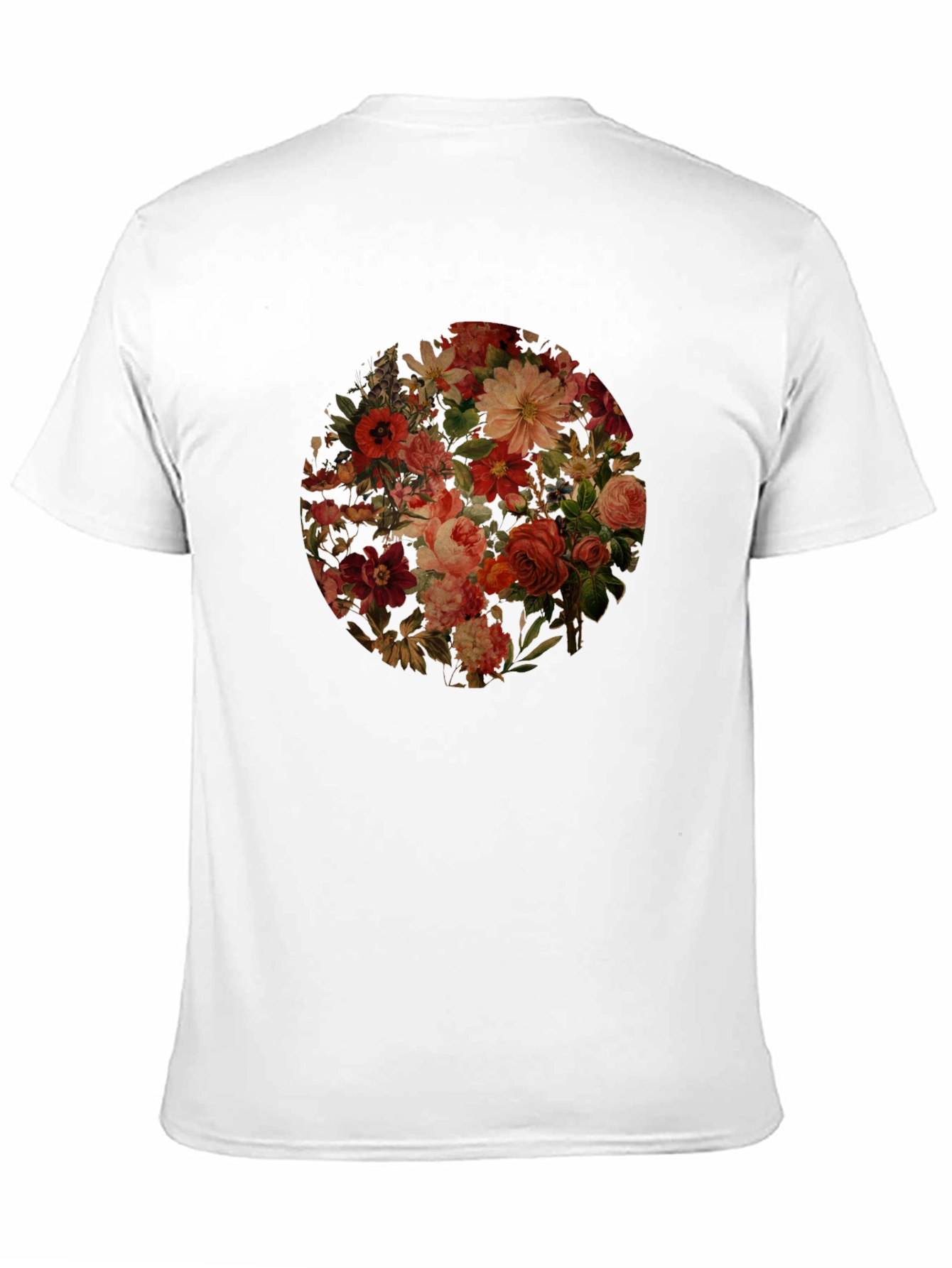 Floral Print Black Crew Neck T-Shirt
