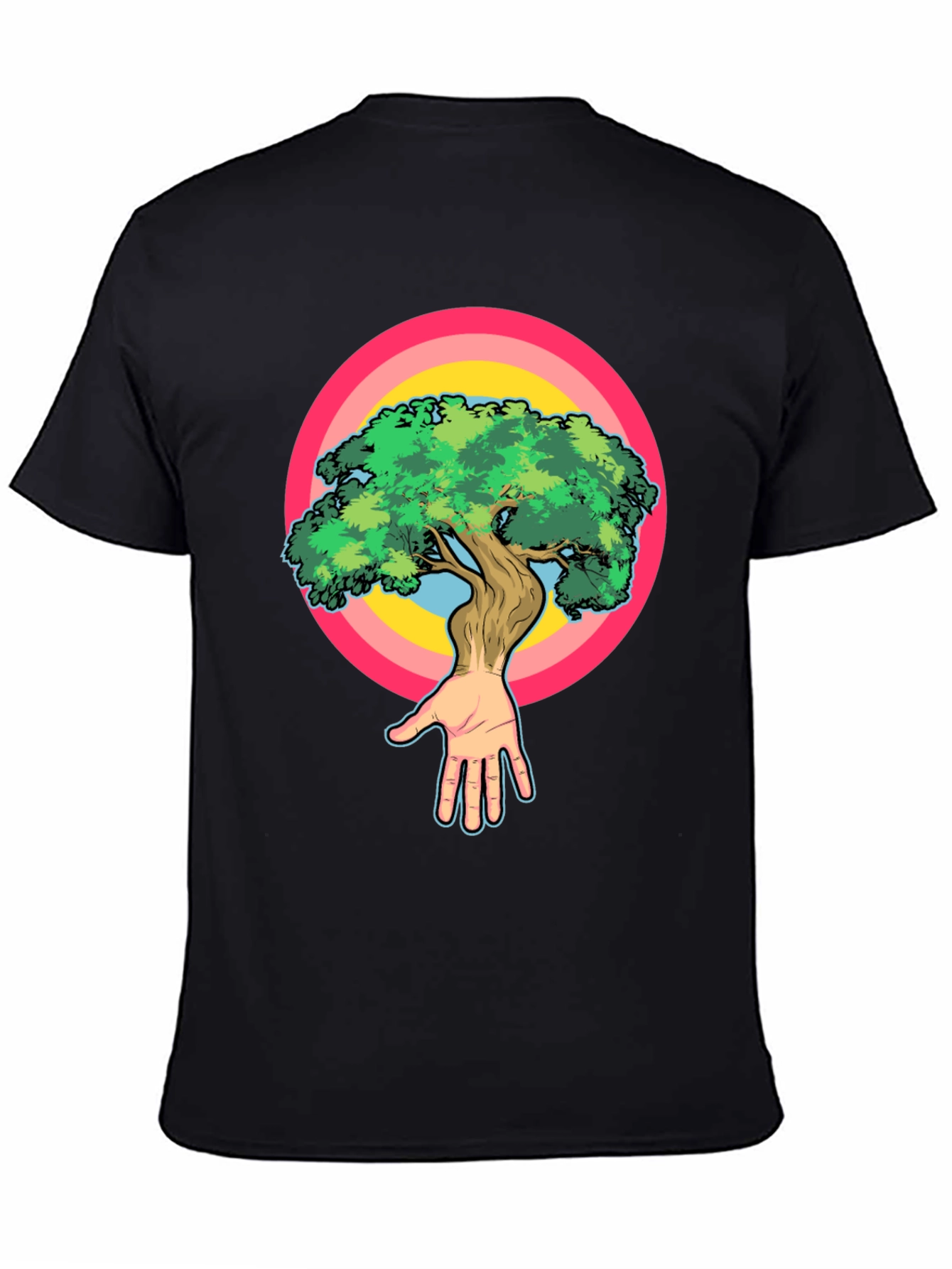 Nature Hand Tree Graphic Black T-Shirt