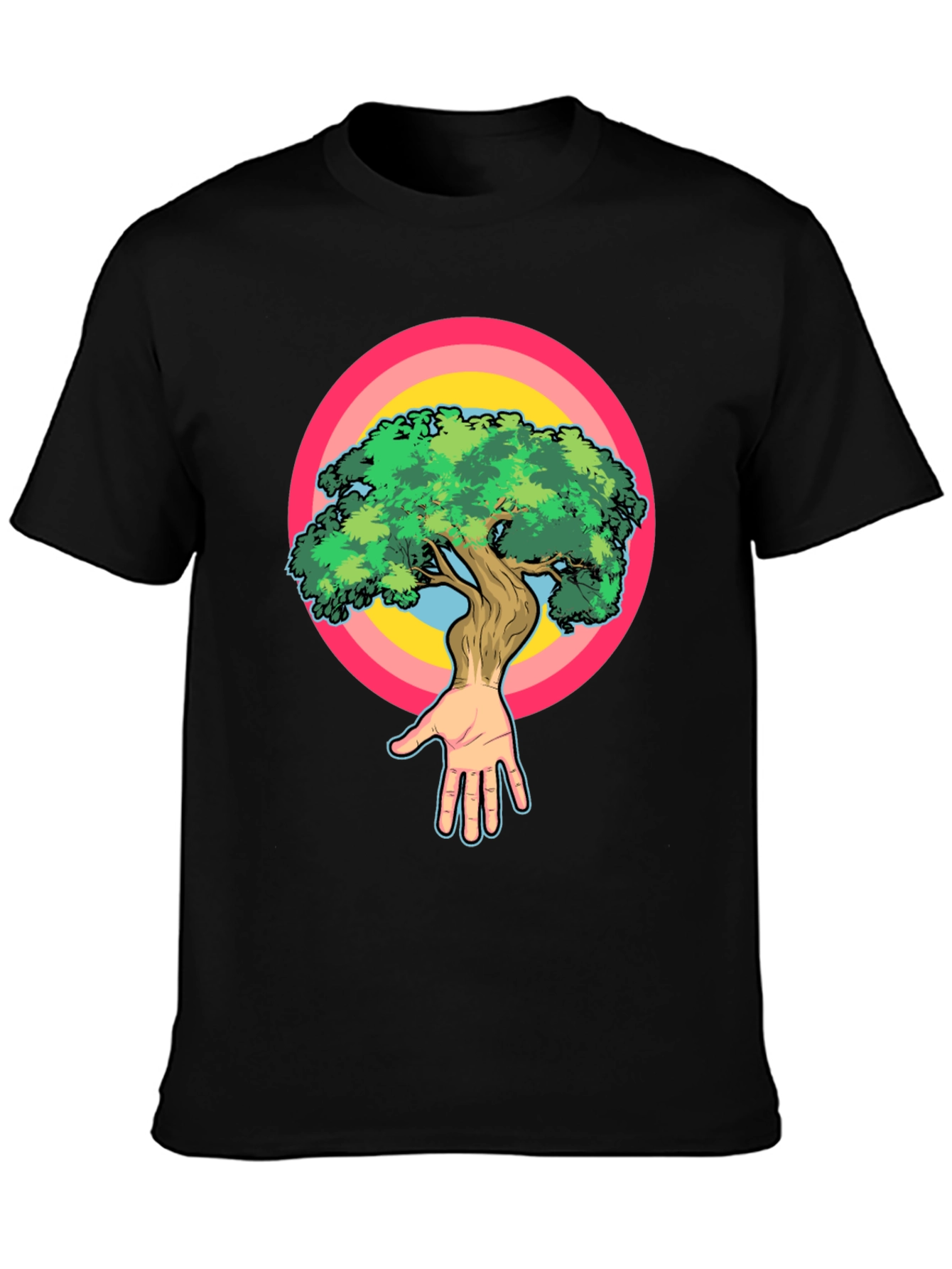 Nature Hand Tree Graphic Black T-Shirt