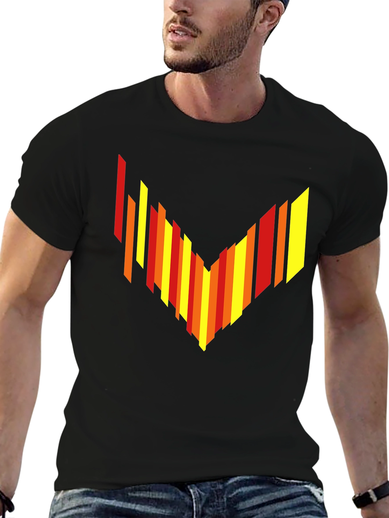 Geometric Arrow Graphic Tee - Mens Black T-Shirt