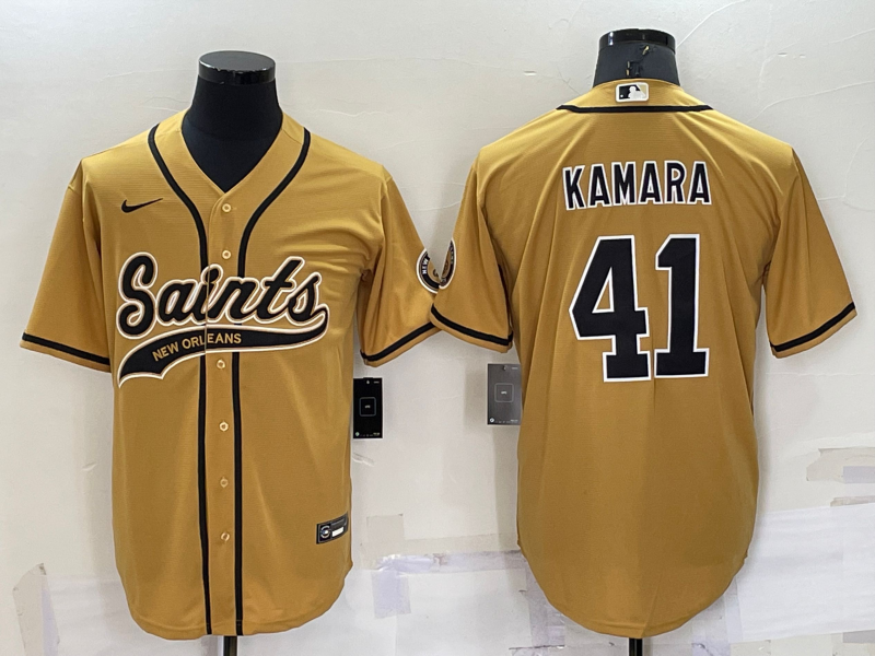 Men's New Orleans Saints Alvin Kamara #41 Yellow Game Jerseys Joint Edition