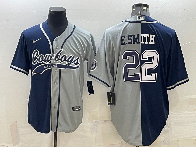 Men's Dallas Cowboys Emmitt Smith #22 Navy/Gray Game Jerseys Joint Edition