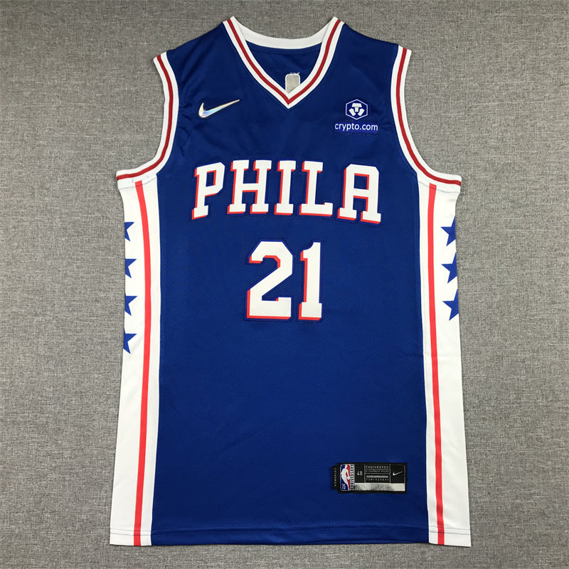 Men's Philadelphia 76ers Joel Embiid #21 Blue Swingman Jerseys - Icon Edition