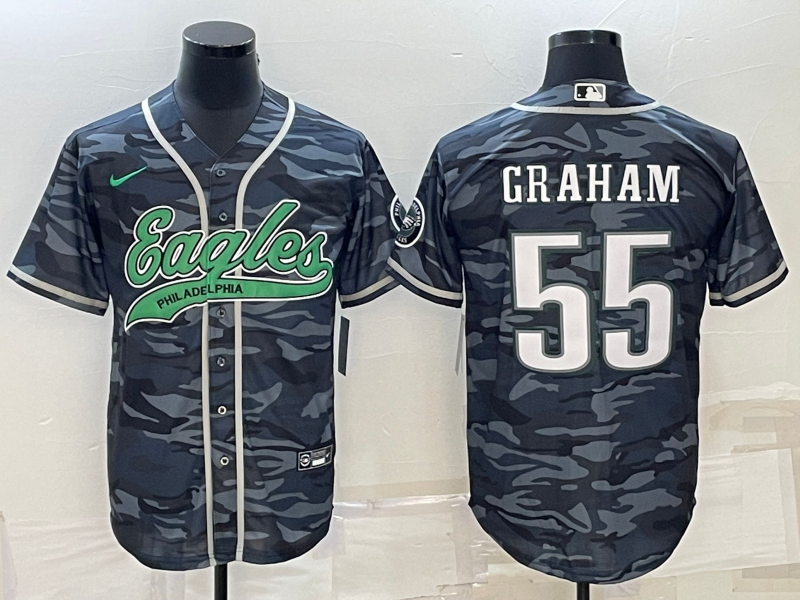 Men's Philadelphia Eagles Brandon Graham #55 Grey Camouflage Game Jerseys Joint Edition