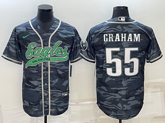 Men's Philadelphia Eagles Brandon Graham #55 Grey Camouflage Game Jerseys Joint Edition