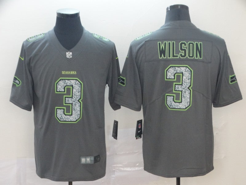 Men's Seattle Seahawks Russell Wilson #3 Gray Alternate Game Jerseys