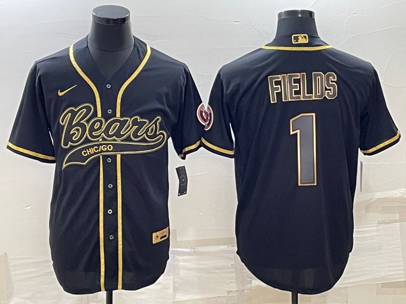 Men's Chicago Bears Justin Fields #1 Black Game Jerseys Joint Edition