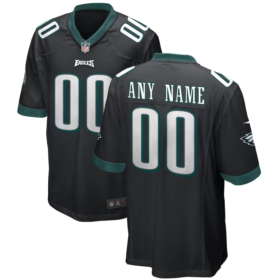 Custom1 Philadelphia Eagles Black Alternate Game Jerseys