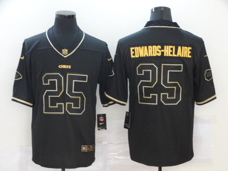 Men's Kansas City Chiefs Clyde Edwards-Helaire #25 Black Game Jerseys