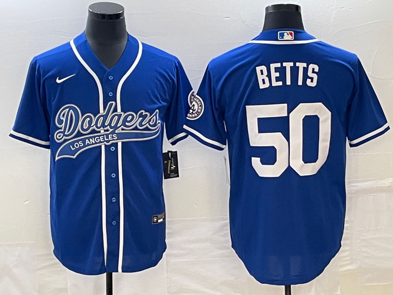 Men's Los Angeles Dodgers Mookie Betts #50 Royal Player Jerseys Joint Edition