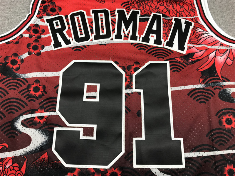 Men's Chicago Bulls Dennis Rodman #91 Year of Rabbit Edition Hardwood Classics Swingman Jerseys