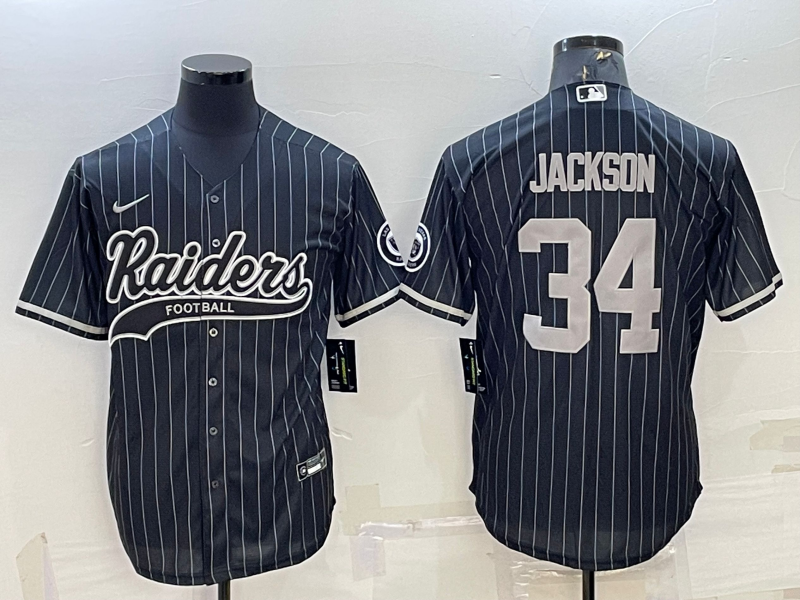 Men's Las Vegas Raiders Bo Jackson #34 Black Team Game Jerseys Joint Edition